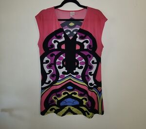 Madison Pink and Black Patterned Long Blouse